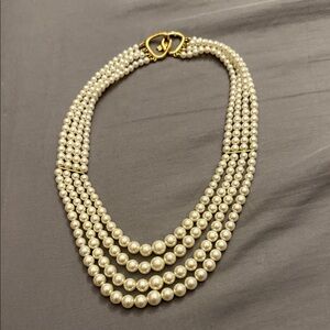Elegant Faux Pearl Necklace with Gold Clasp- 16.5 inch